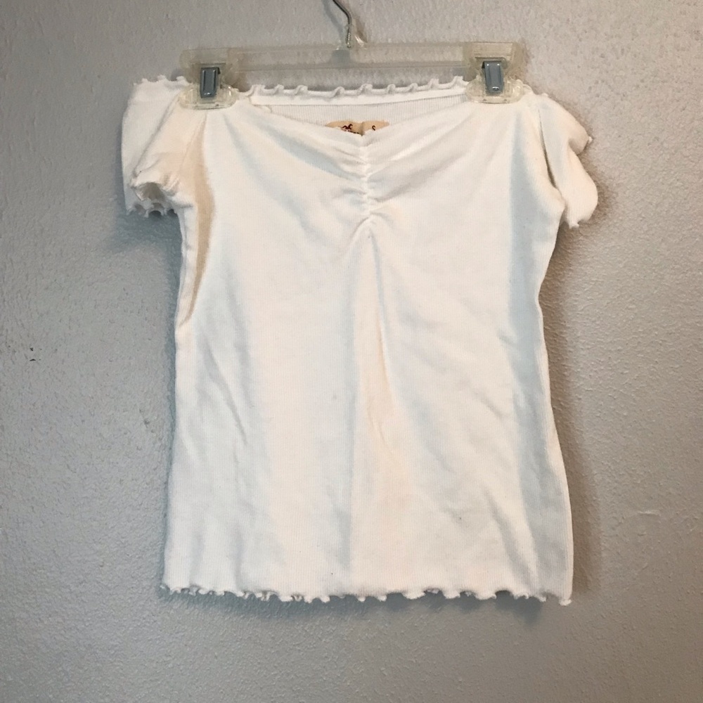 hollister white off the shoulder shirt